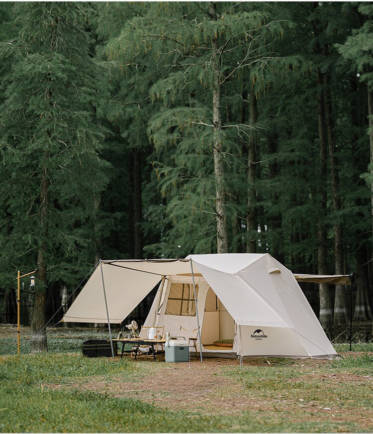 Cheap Goat Tents  Outdoor Camping Open 210D Windproof And Rainproof 3 4 People Portable Three door Double curtain Automatic Tent   